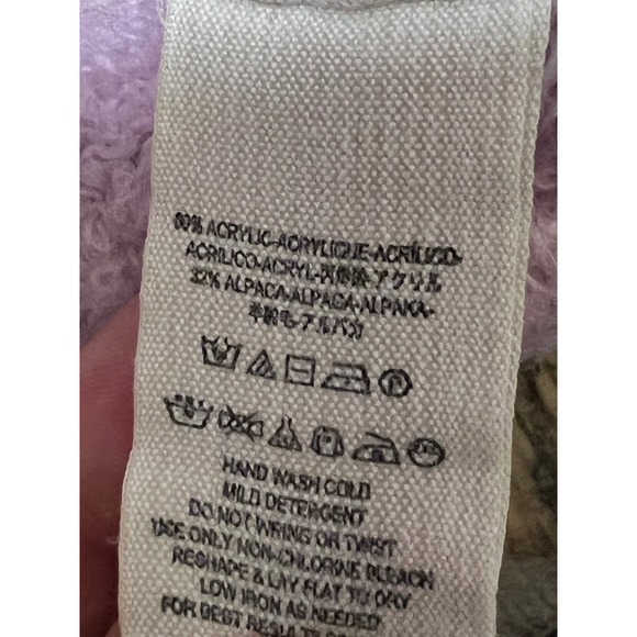 Free People Shaggy Fuzzy Knit Sweater Pullover Pink Purple Size Small Alpaca ** - Picture 4 of 9